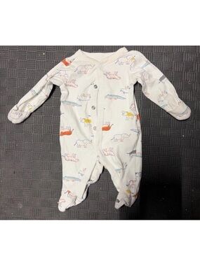 Carter's White Baby Footed One-Piece with Multi-Color Animal Print